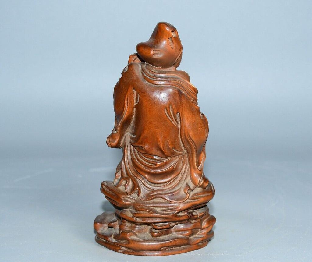 Chinese Antique Wooden Boxwood Carved Exquisite Ji Gong Buddha Statues Sculpture