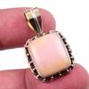 Natural Pink Opal Gemstone 925 Solid Sterling Silver Two Tone Pendant 1.25" H8k45