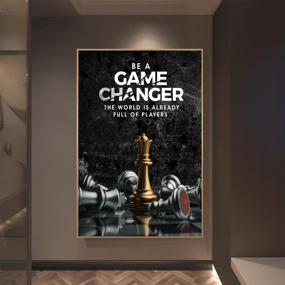 GAME CHANGER Golden King Canvas Printed Mural Posters Chess Is Last Standing In the Chess Board Concept Successful Wall Art Pictures Modern Home Decor