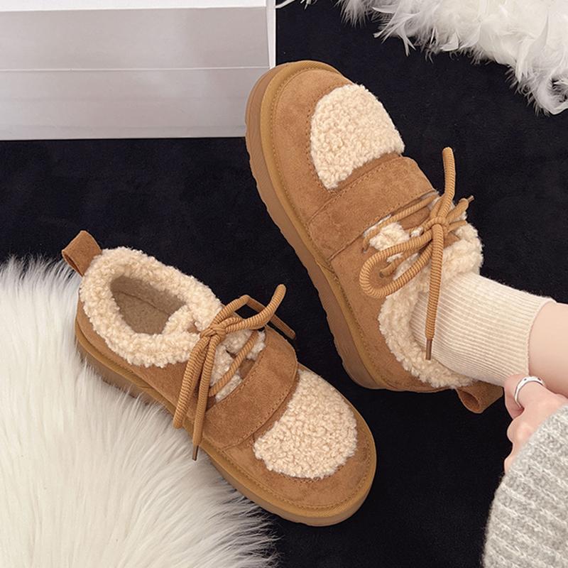 Fur Women's Cotton Shoes Flats Suede Fashion Warm Snow Boots Brand Comfort Sport Shoes Running Winter Boots Ladies