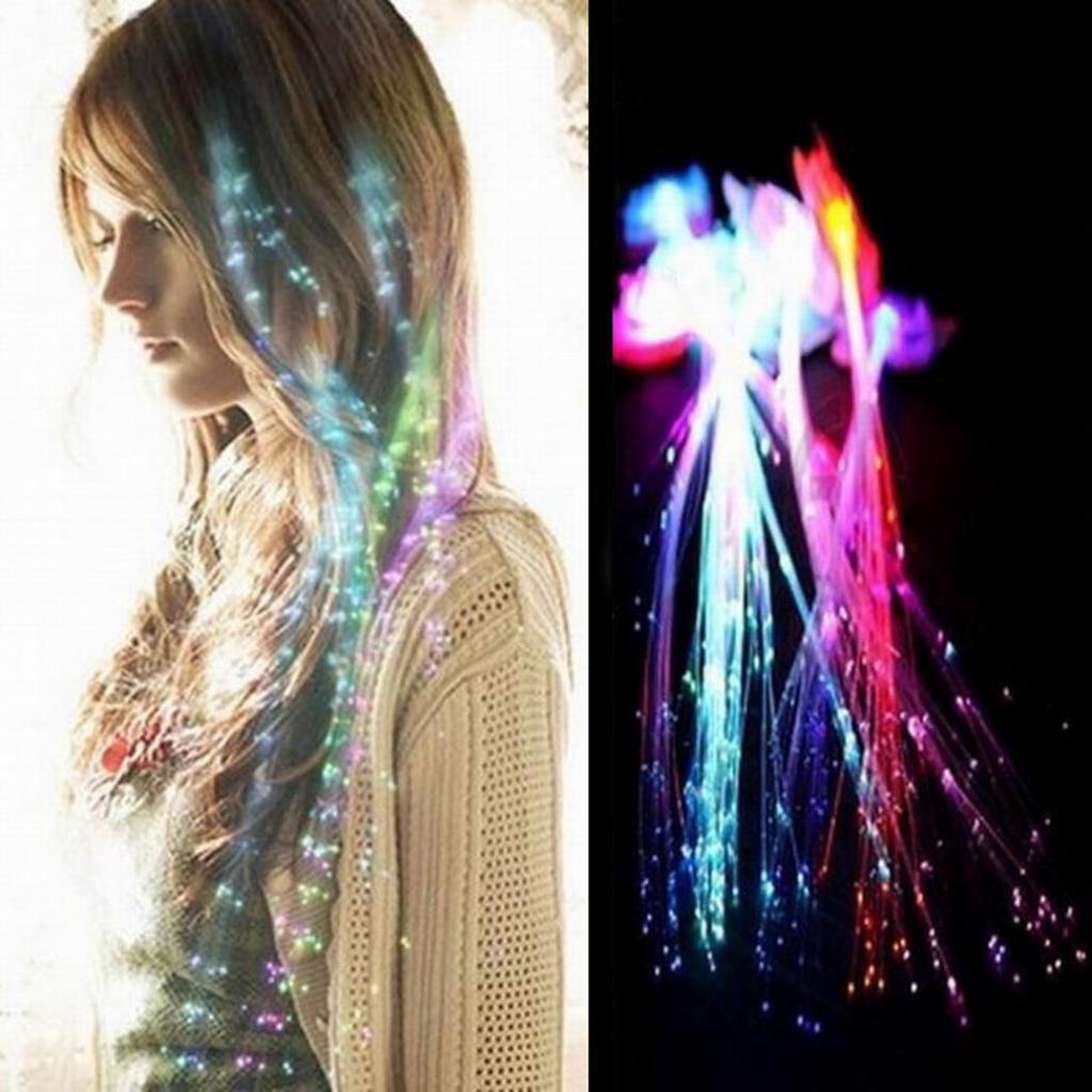 Led Light Braided Luminescent Fiber Optic Hairpins Decorate Halloween Party Bar