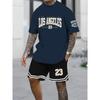 New Men's 3D Printed T-shirt Set Harajuku Fashion T-shirt Short-sleeved + Shorts Two Sets Plus Size Leisure Sports Suit