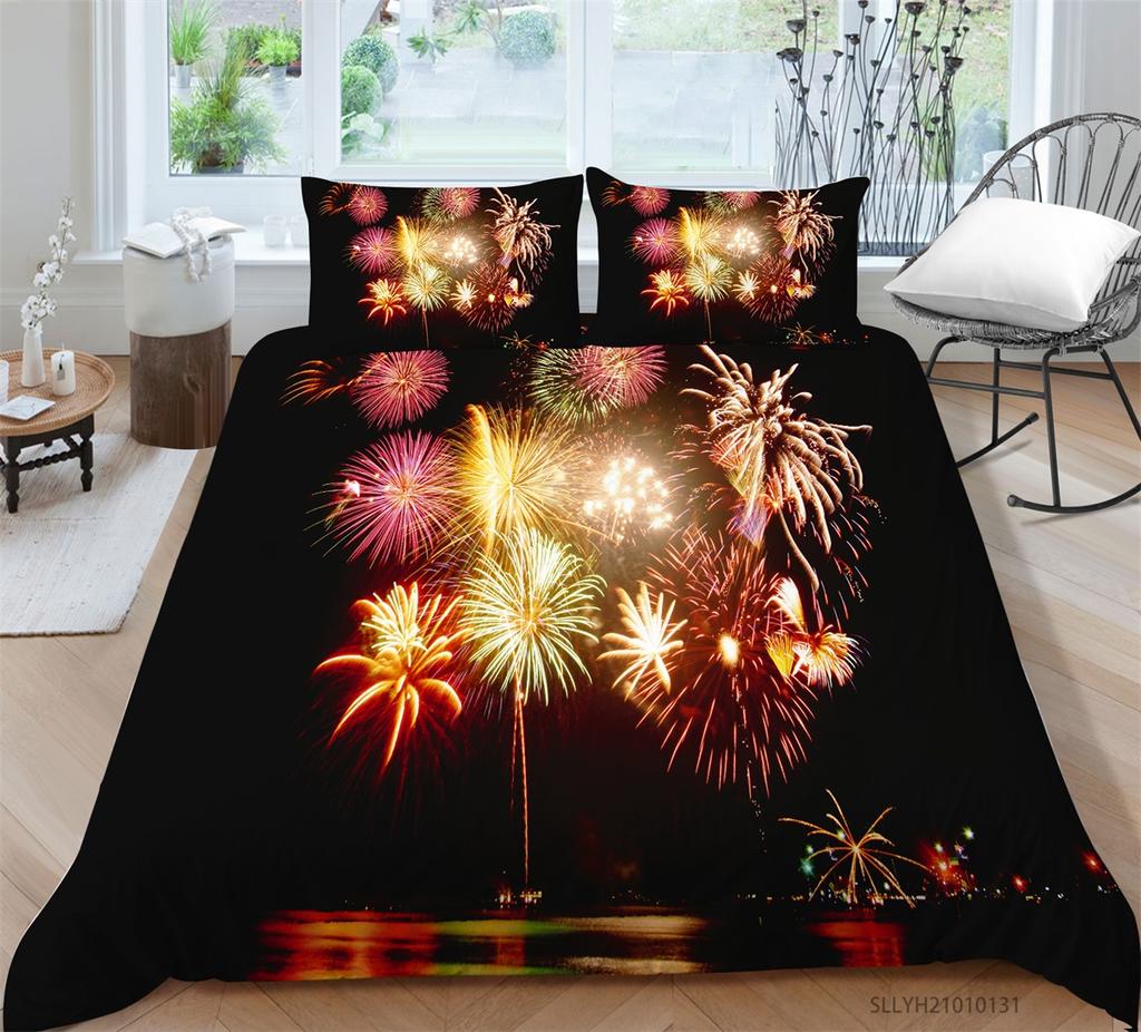 3D Fireworks Pattern Home Bedding Set Bedding Cover Pillowcase AU/US/EU Full Size Bedding Set Home Decoration