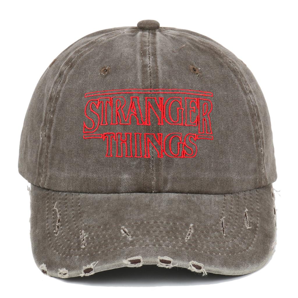 Винтажная вышитая бейсболка Stranger Things с эффектом потертости и защитой от солнца для фанатов