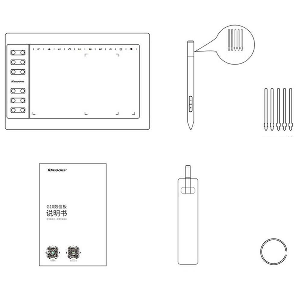 10x6-дюймовый портативный цифровой графический планшет для рисования в одном стиле, цифровой планшет, доска для рукописного ввода для телефона, компьютера