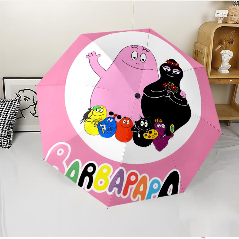 Barbapapa Fashionable Automatic Opening/Closing Folding Umbrella. Portable and Foldable, Ideal for Gift, Travel, and Daily Use.