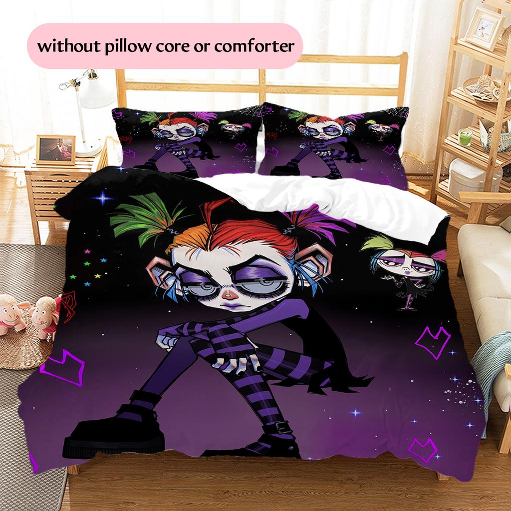 Little Bug Girl Pattern Bedding Quilt Set Home Decoration Gift (1 * duvet cover + 2 * pillowcase without core)