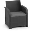 Garden Armchair with Cushion - In Resin - - SanRemo - Graphite Gray