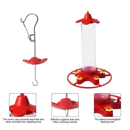 360ml Hummingbird Feeder Hanging Feeder with Anti-Ant Guard Bird Feeder with 5 Flower Feeding Ports Circular Perch for Garden Backyard