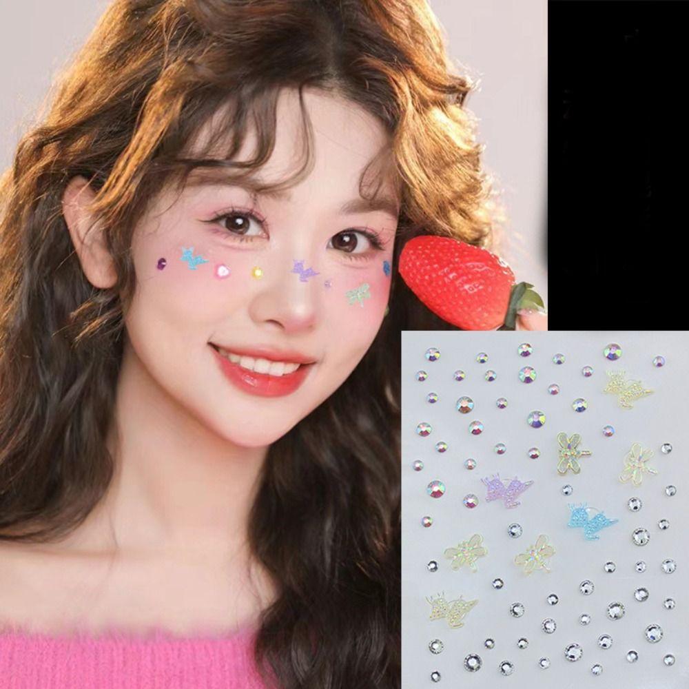 Самоклеящиеся наклейки из смолы наклеиваются на лицо, кристаллические наклейки для волос, макияжа лица