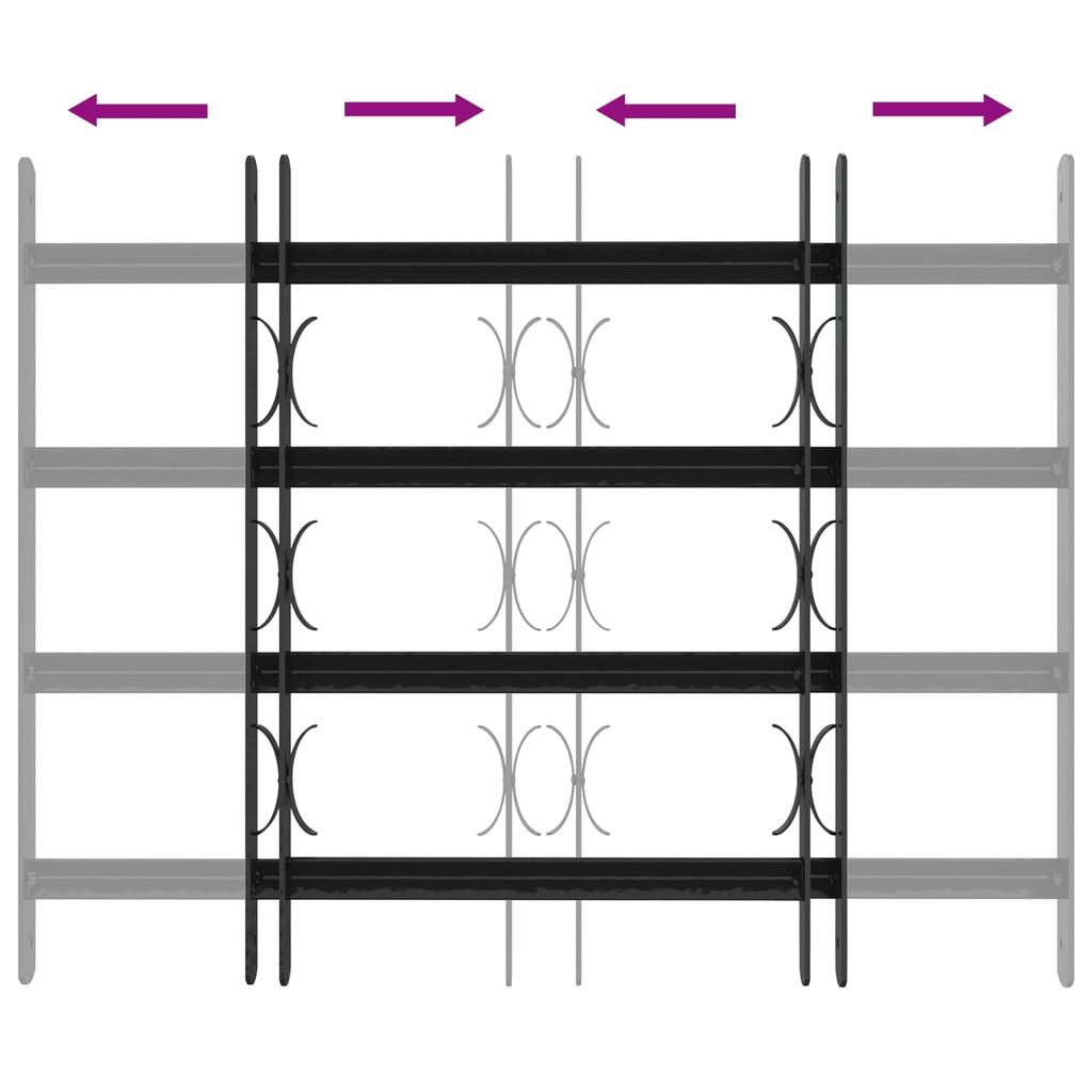 Window Security Grille with 4 Horizontal Bars 3 pcs 43 74 cm