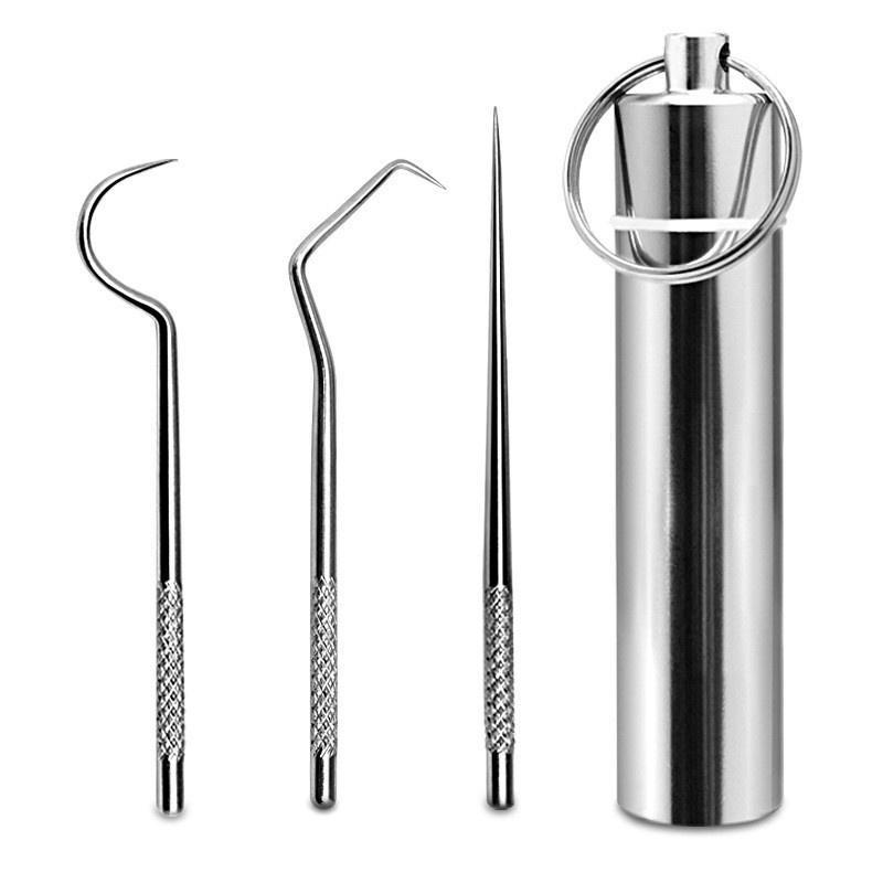 3 шт./компл. зубочистка из нержавеющей стали для ухода за полостью рта, инструмент для чистки зубной нитью, портативный набор зубочисток