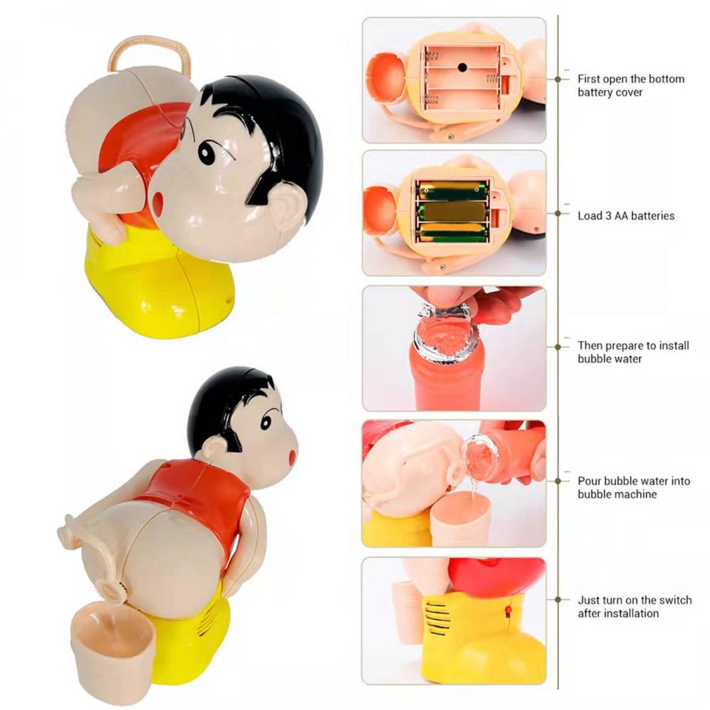 Fart Bubble Blower Bubble Maker Игрушка Забавная музыка Полностью автоматическая машина для пузырей Игрушки со светодиодными мигающими огнями Забавный стиль задницы