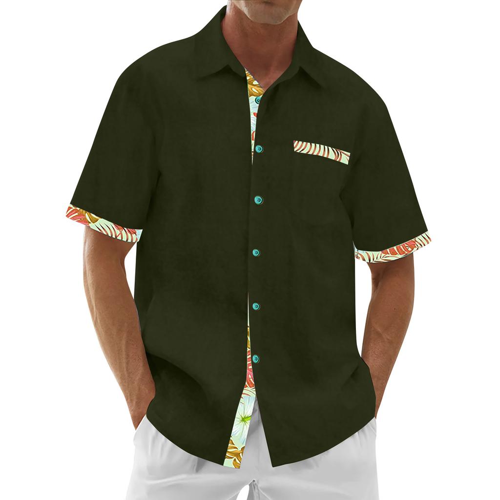 Гавайская рубашка для мужчин, мужские винтажные рубашки для боулинга на пуговицах, летняя пляжная рубашка с коротким рукавом