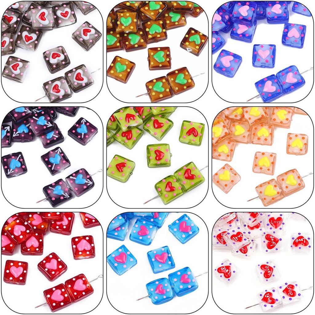 1 шт. ручная роспись цветные стеклянные точки любовь квадратные бусины для DIY ожерелье браслет серьги изготовление ювелирных изделий аксессуары для рукоделия