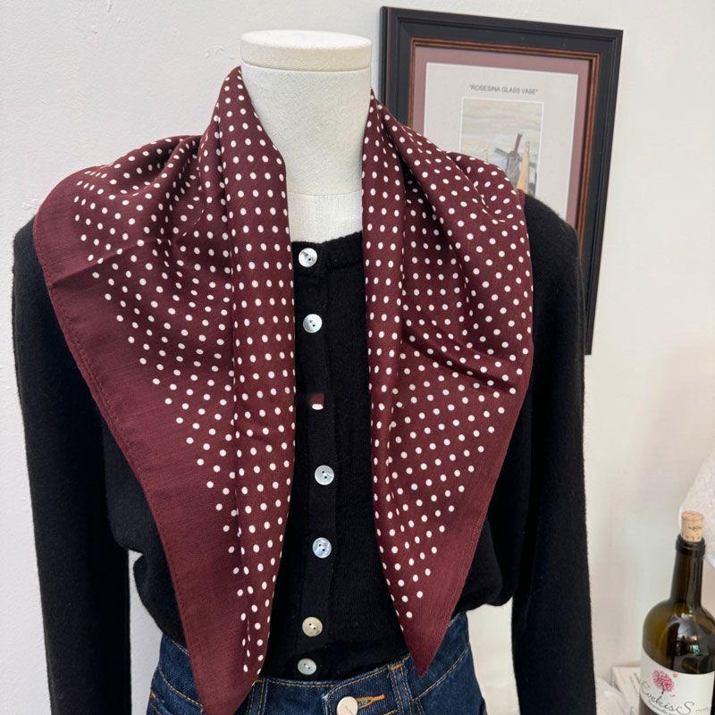 Women's Silk Square Scarf | High-End Korean-Style Neck Warmer Neck-Protecting Small Scarf – Perfect Autumn & Spring Ambience-Boosting Neckerchief