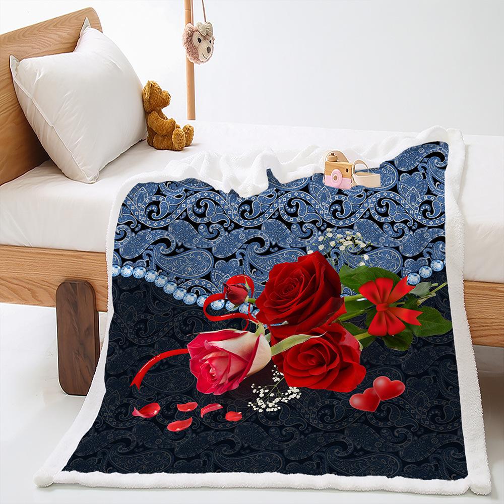 Blanket Rose Plant Blanket Lamb Fleece Crystal Fleece Blanket Blanket Universal