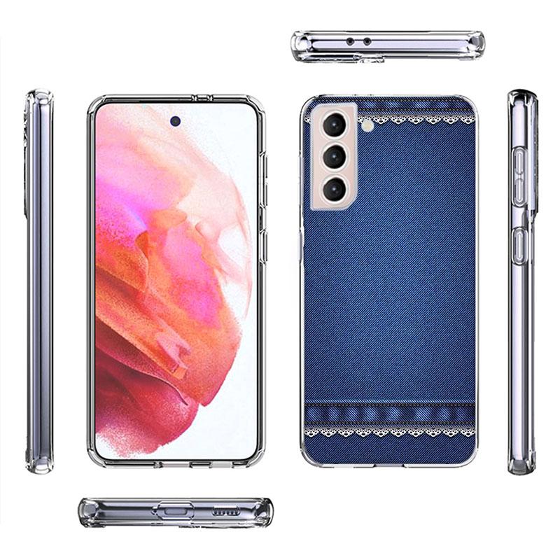 Стильный Джинсовый Чехол для Телефона Для Samsung Galaxy S25 Edge S24 S23 FE S21 S20 S10 Plus S22 S26 Ultra Чехол Прозрачные Чехлы ТПУ C