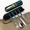 Набор столовых приборов из 4 предметов 304 Портативные столовые приборы Обеденный нож из нержавеющей стали Вилка Ложка Палочки для еды Портативные дорожные столовые приборы с коробкой
