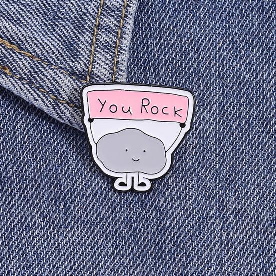 YOU ROCK Inspirational Cloud Brooch Zinc Alloy Lapel Badge Bag Clothes Decorative Brooch Statement Accessory