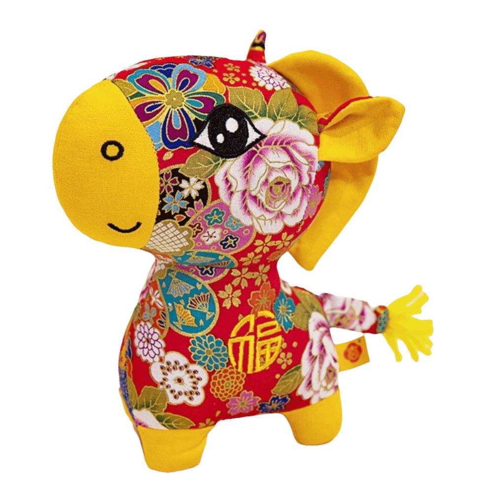 PP Cotton Plush Horse Stuffed Animal Toy Soft Chinese Horse Plush Doll Festive Decor