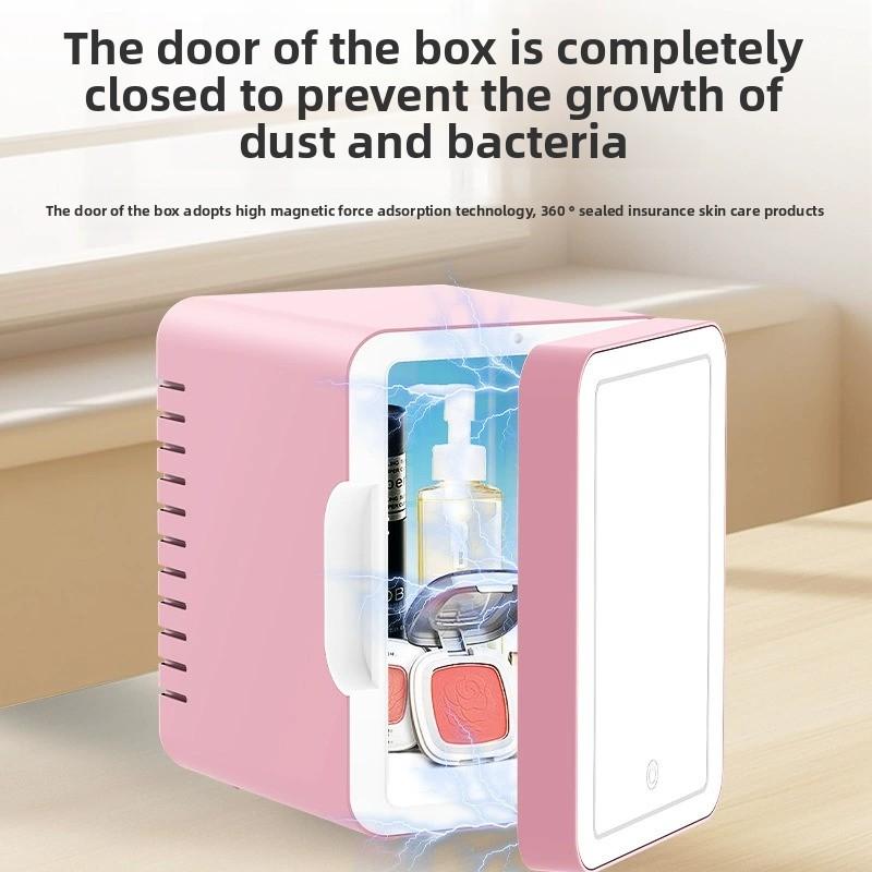 Mini refrigerador de maquillaje de 5L con espejo, nevera portátil para cosméticos y cuidado de piel