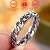S925 Sterling Silver Geometric Chain Hiphop/Rock Rings for Women Bohemia Punk Ring Jewellery Gift