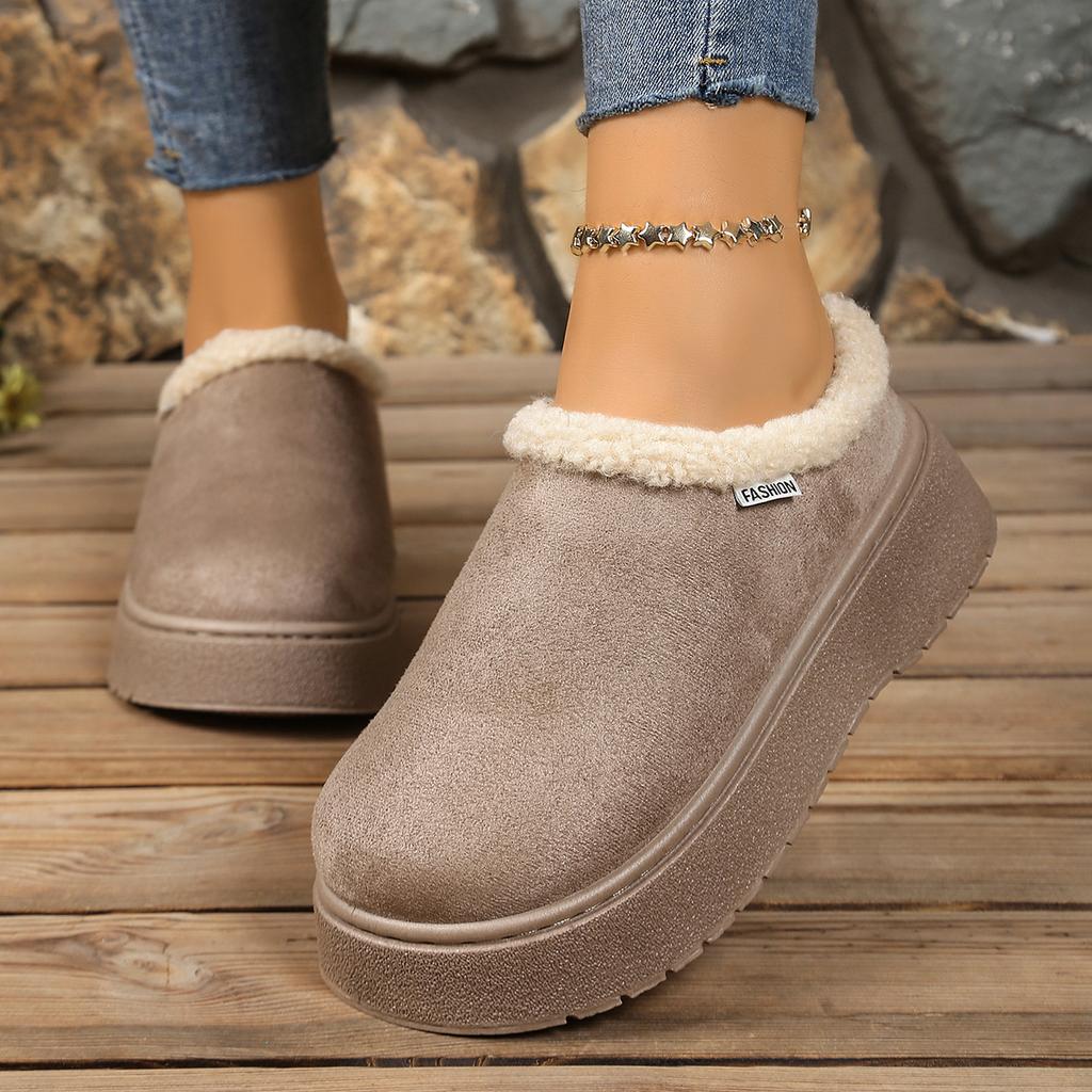 Fashion Comfortable Women Snow Boots Winter Solid Color Platform Ankle Boots Woman Round Toe Slip On Warm Shoes Women Zapatos De Mujer