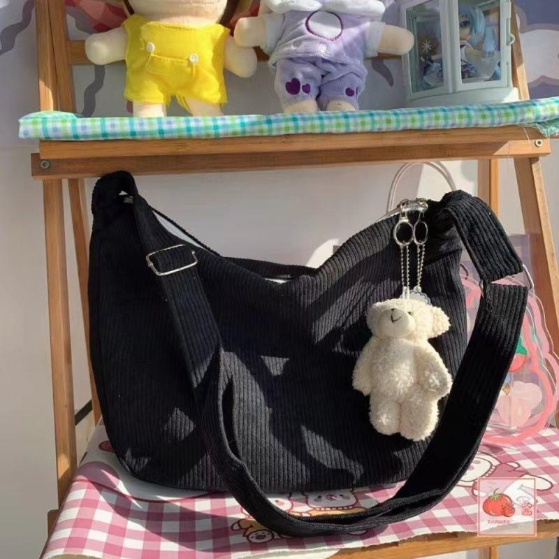 Сплошная вельветовая сумка через плечо, модная корейская повседневная сумка на плечо, большая вместительная женская сумка в ленивом стиле