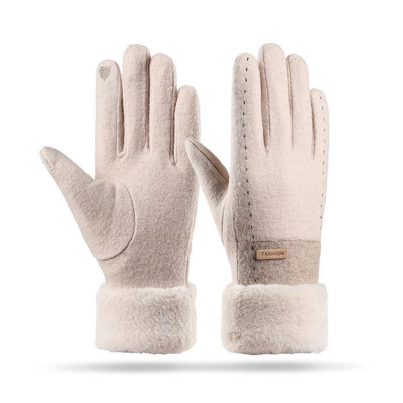 New Winter Warm Gloves Can Be Knitted Wool Thickened Gloves Piled Outdoor Cold-proof Warm Cycling Gloves