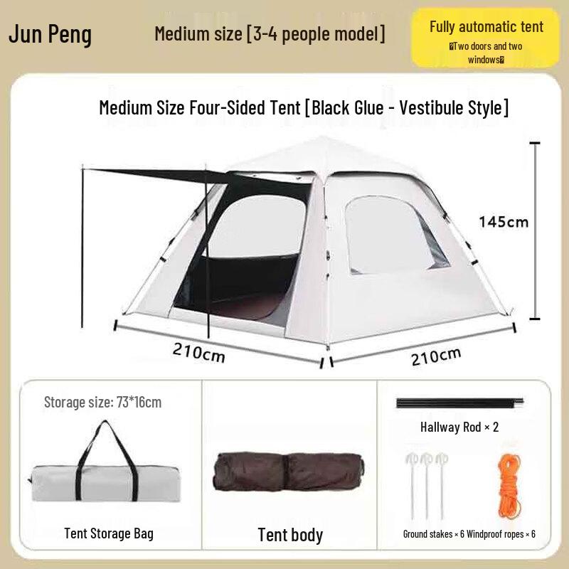 Thickened Silver-Coated Sunscreen Camping Tent with Canopy