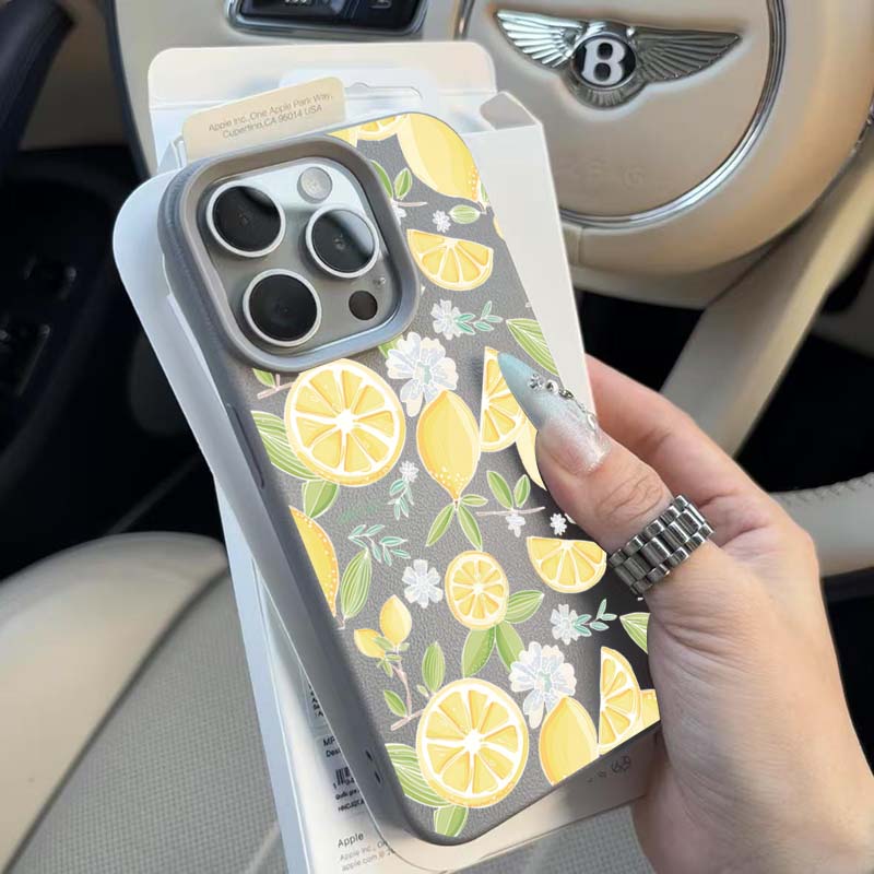 Чехол для iPhone 16 15 14 13 12 11 Pro Max Желтый Ломтик Лимона Рисунок Личи Чехол для телефона для iPhone 16e XS Max X XR 16 Plus Funda