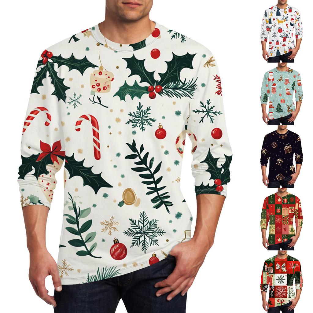 Men's T Shirt O-Neck Clothing Apparel Outdoor Long Sleeve Print Fashion Designer Vintage