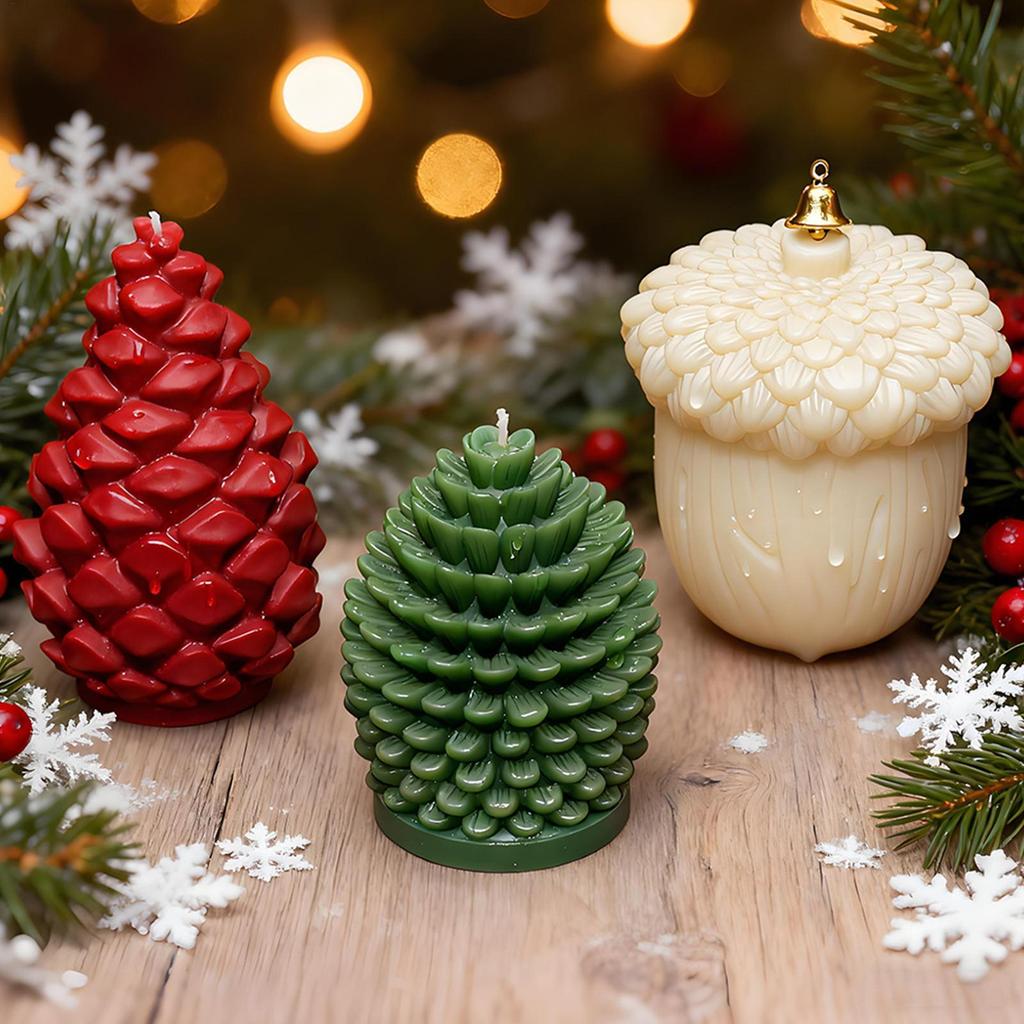 Pine Cone Silicone Candle Molds Reusable Christmas Candle Making Molds Wax Resin Casting Molds Craft Supplies DIY Baking Decor