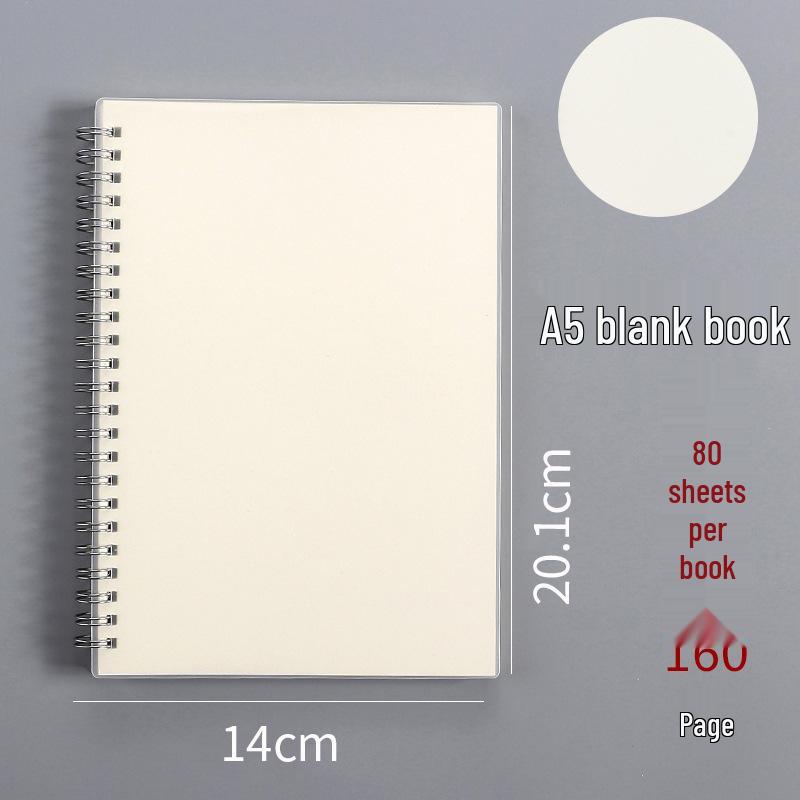 Minimalist PP Coil Notebook Set: A5 Lined, B5 Grid, Elastic Band, Thick Pages, Blank for Students