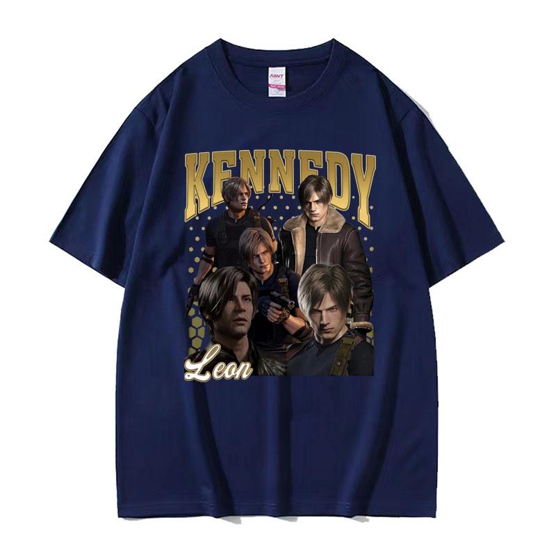 Limited Leon Kennedy Vintage Graphic T Shirt Dent Evil 4 Harajuku Movie Tee Shirt Unisex Women Fashion Oversized Tshirt Streetwear