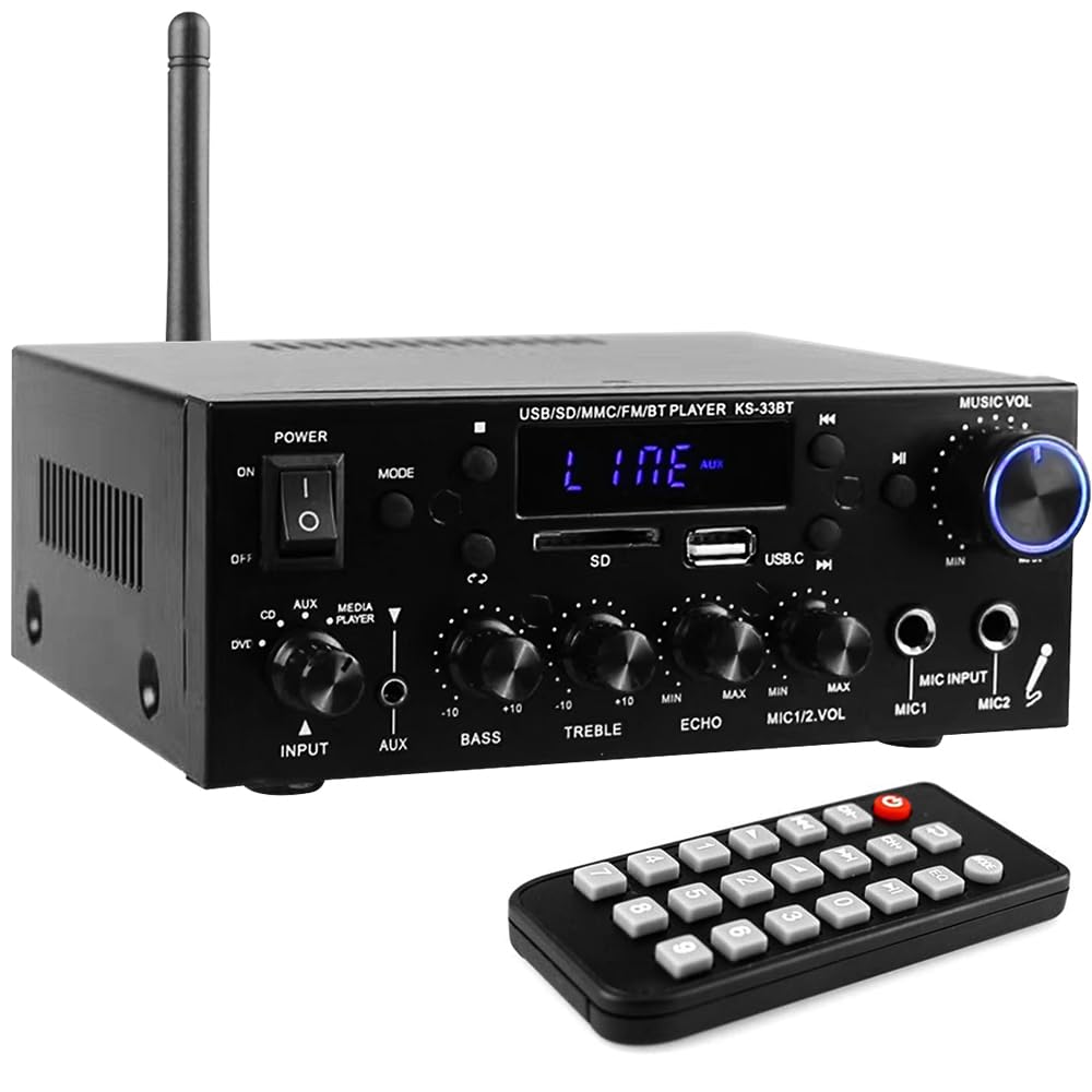 MIFO Digital Amplifier Audio Amplifier Maximum Output 150W Bluetooth USB Memory SD Card Hifi Stereo with Dual Microphone Terminal Remote Control High