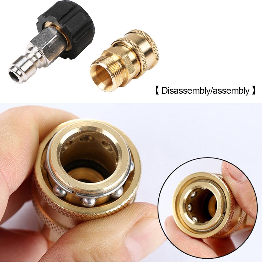 Комплект из 2 адаптеров для мойки высокого давления M22 14 мм / 15 мм с внутренней резьбой и быстроразъемным соединением 3/8'' или 1/4'', набор насадок