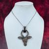 Faceted Mozambique Garnet Gemstone Pendant Copper Wire Wrapped Cow Face Pendant