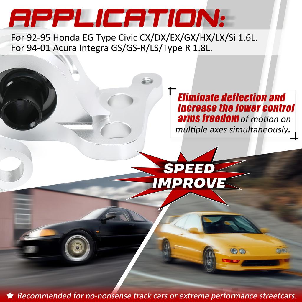 Spherical Compliance Bracket For 92-95 Honda EG Type Civic 1.6L 94-01 Acura Integra 1.8L