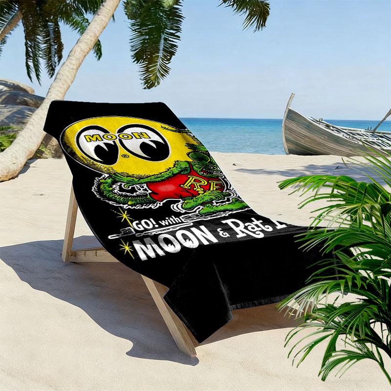 Moon Print Beach Towel, Large Soft Quick Dry Towel for Beach Camping Swimming