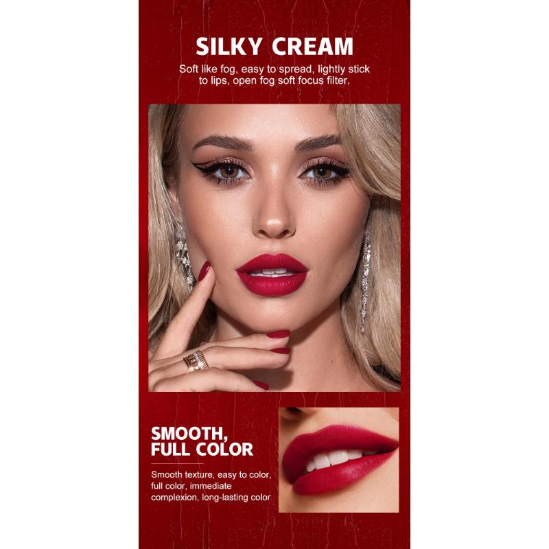 QIBEST Rotating Dual Tip Lipstick Lip Liner Matte Nourishing Matte Non-Fading Non-Stick Single Lipstick Makeup