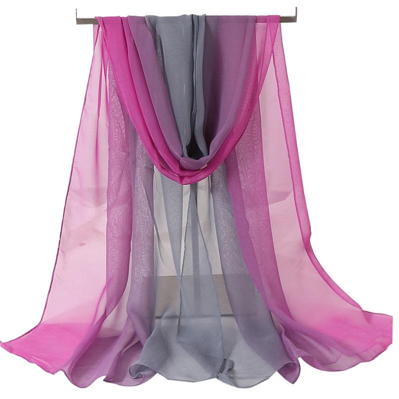 Женский шелковый шарф градиентного цвета в стиле арт-стиль, длинный, весенне-осенний, тонкий, шаль, танцевальный шелковый шарф, шарф для этикета