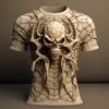 2024 Модная ретро мужская футболка с забавным 3D-принтом и рисунком черепа, очень большая футболка, летний повседневный топ с коротким рукавом и круглым вырезом