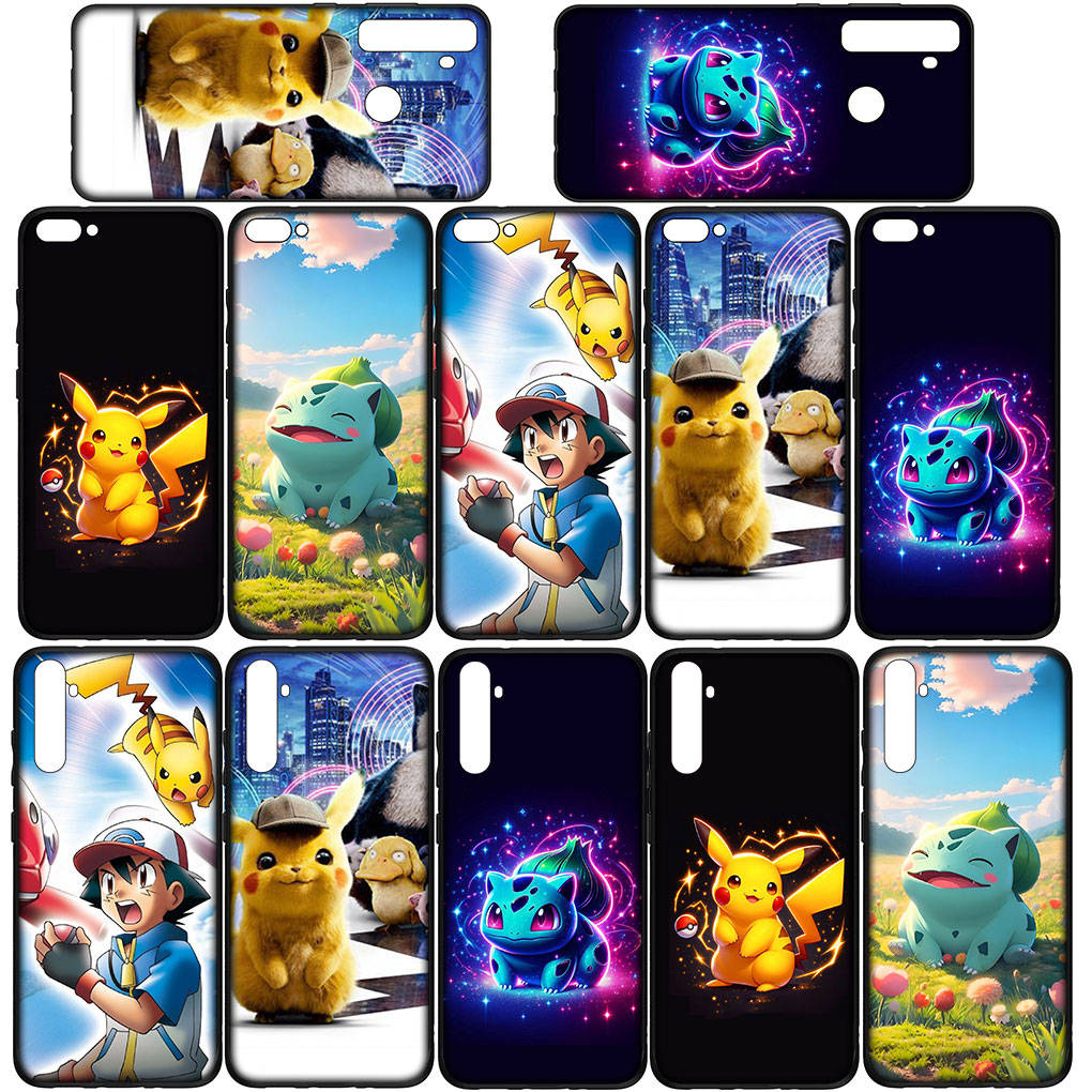 Чехол для iPhone 16 15 Xiaomi Redmi Note 14 13 12 11 Pro Max X 8 16e Samsung Galaxy S25 S24 S23 Moto OPPO Huawei Pokemon Pikachu Bulbasaur Phone Case