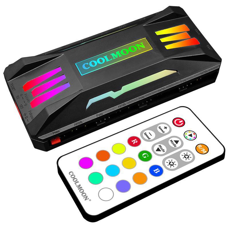 Контроллер вентилятора ARGB Sync 5 В 3-контактный с ШИМ-регулировкой температуры и беспроводным пультом дистанционного управления