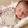 2PCS Baby Shower Hello World Newborn Wooden Sign Pink Bow Baby Growth Souvenir for Mom
