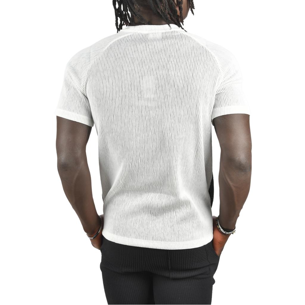 Облегающая футболка DeepSEA из лайкры в рубчик с боковыми полосками и надписью спереди 2403231