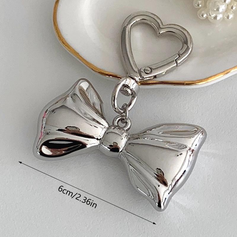 Ins Style Bowknot бисерный брелок для ключей трехмерный серебряный галстук-бабочка телефон кулон чехол для наушников подвеска автомобильный брелок сумка декор