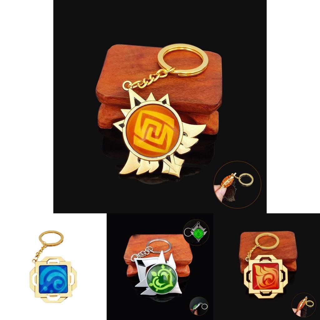 Брелок Genshin Impact Семь Элементов с Дизайном Гео Анемо Электро Дендро Гидро Пиро Крио